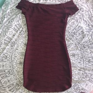 Maroon Short Bodycon Dress